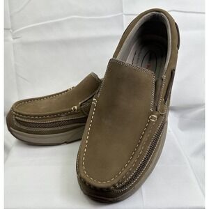Rugged Shark Pacifico Stretch Gore Slip On Boat Shoes Brown Men's Size 10 M